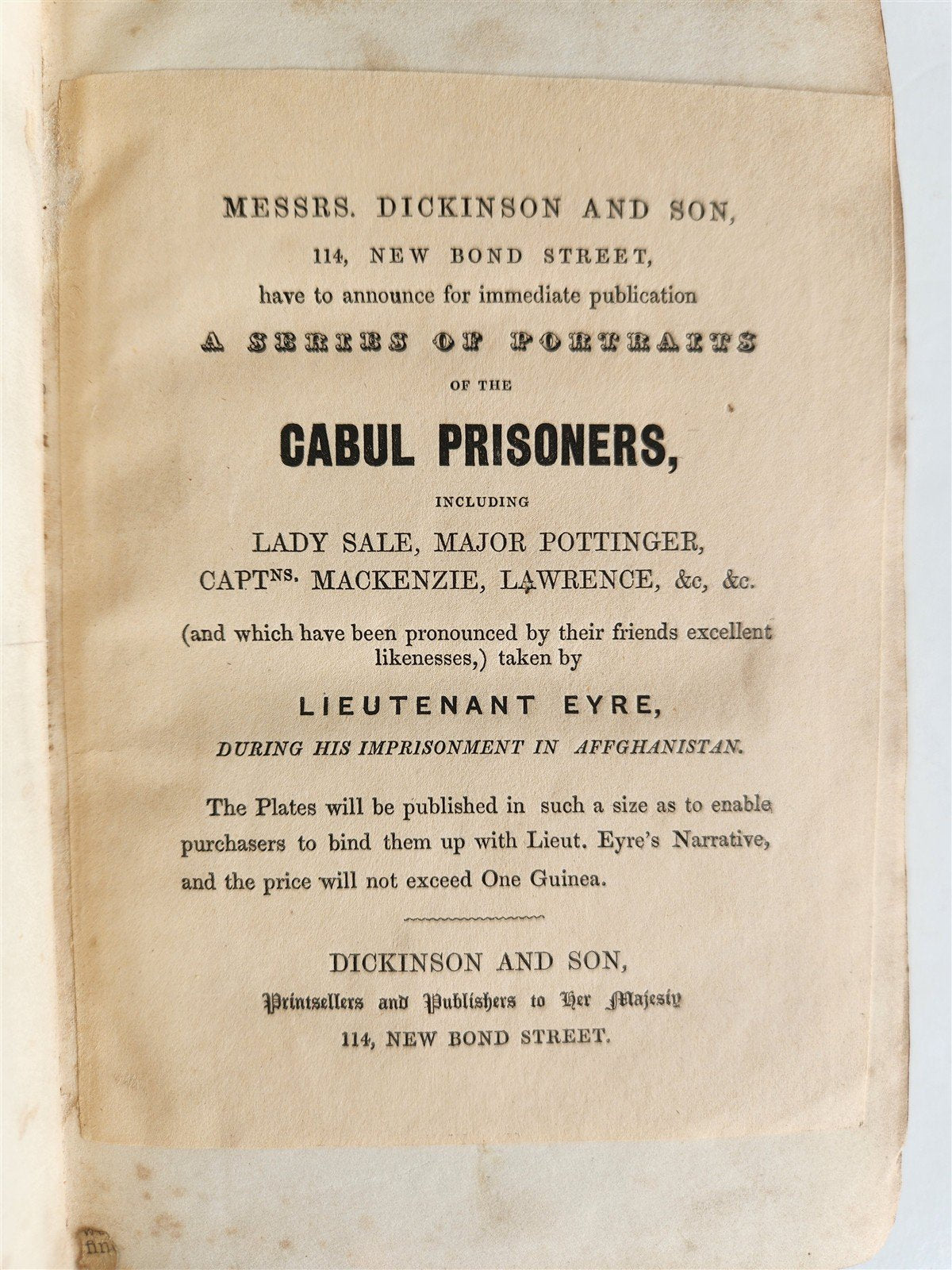 1843 MILITARY OPERATIONS at CABUL antique Journal of Imprisonment in Afghanistan