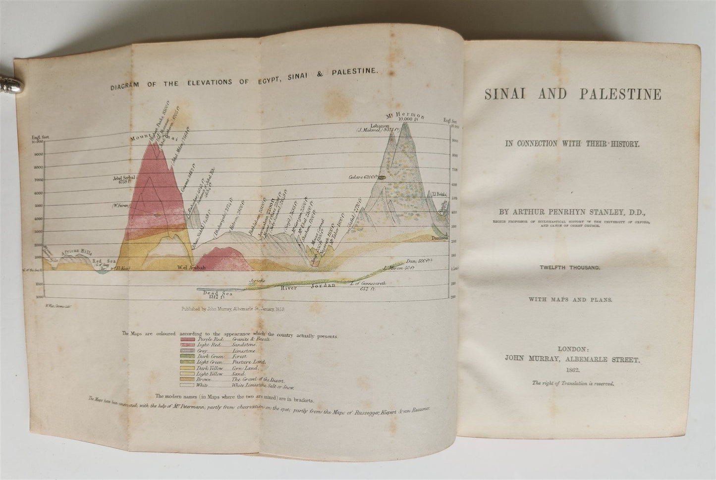 1862 SINAI & PALESTINE in CONNECTION w/ THEIR HISTORY antique ILLUSTRATED w/MAPS