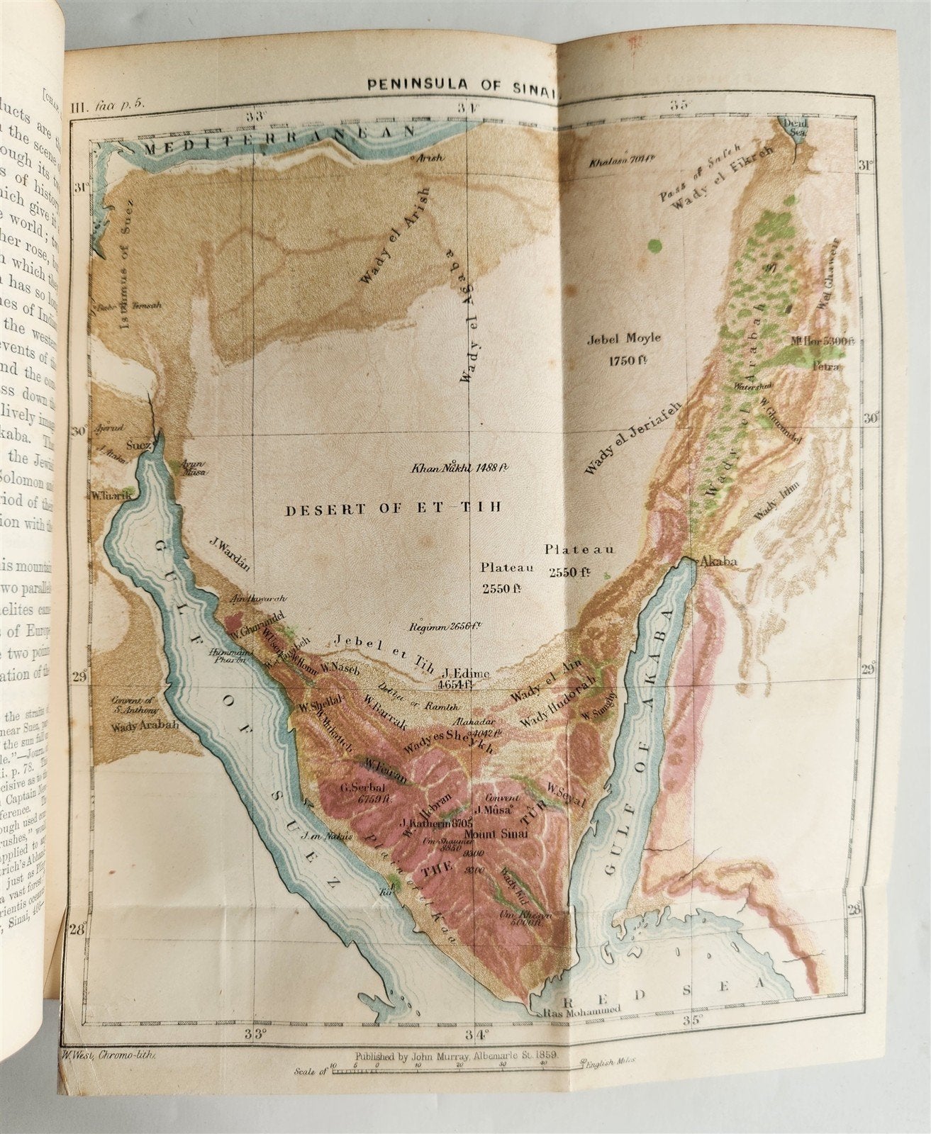 1862 SINAI & PALESTINE in CONNECTION w/ THEIR HISTORY antique ILLUSTRATED w/MAPS