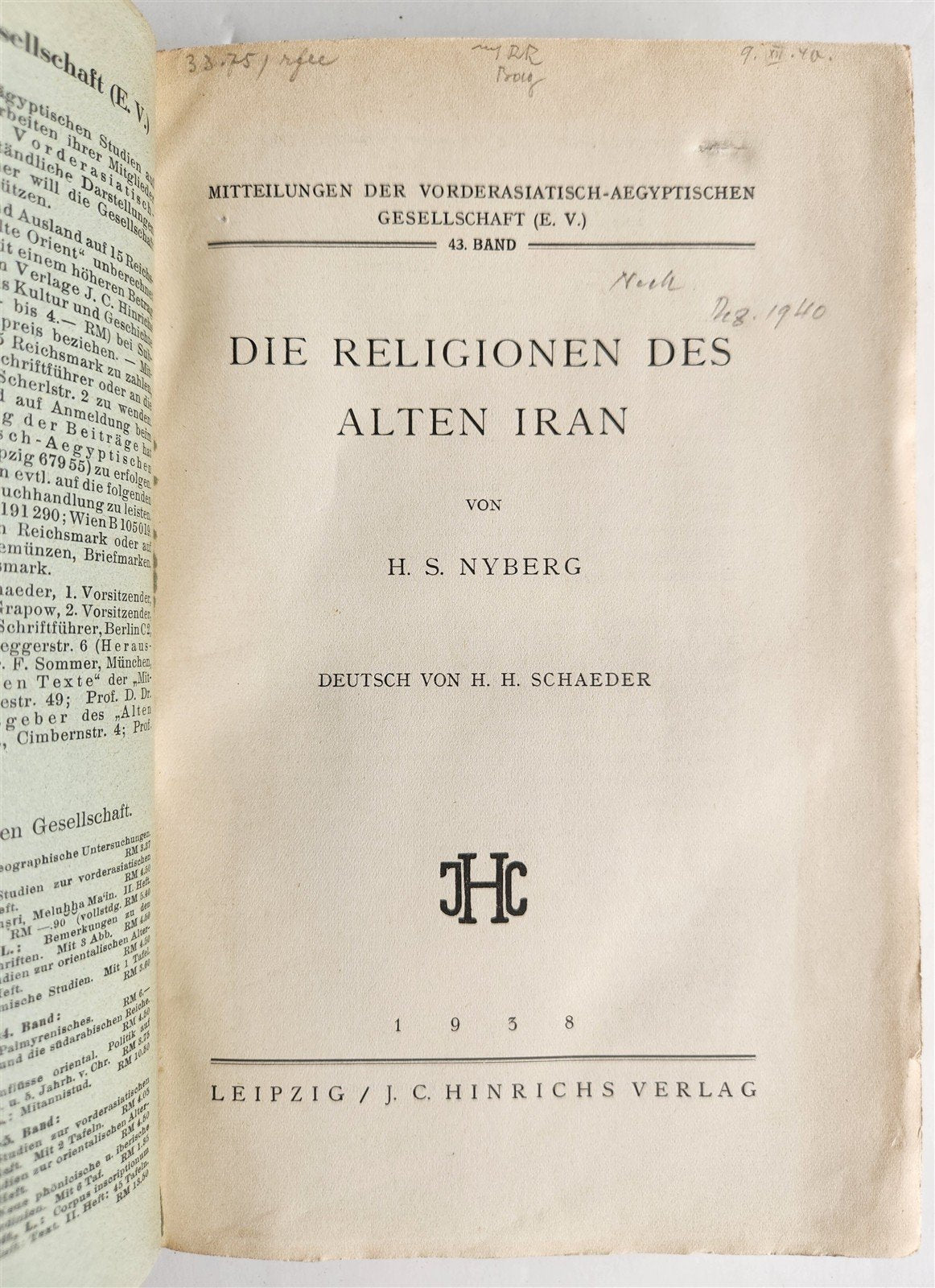 1938 RELIGIONS of ANCIENT PERSIA antique in GERMAN