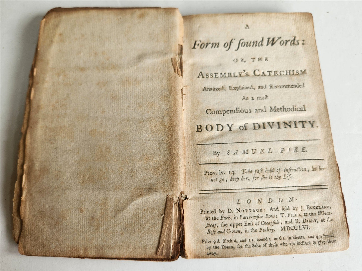 1756 FORM of SOUND WORDS CATECHISM ANALIZED & EXPLAINED antique in ENGLISH