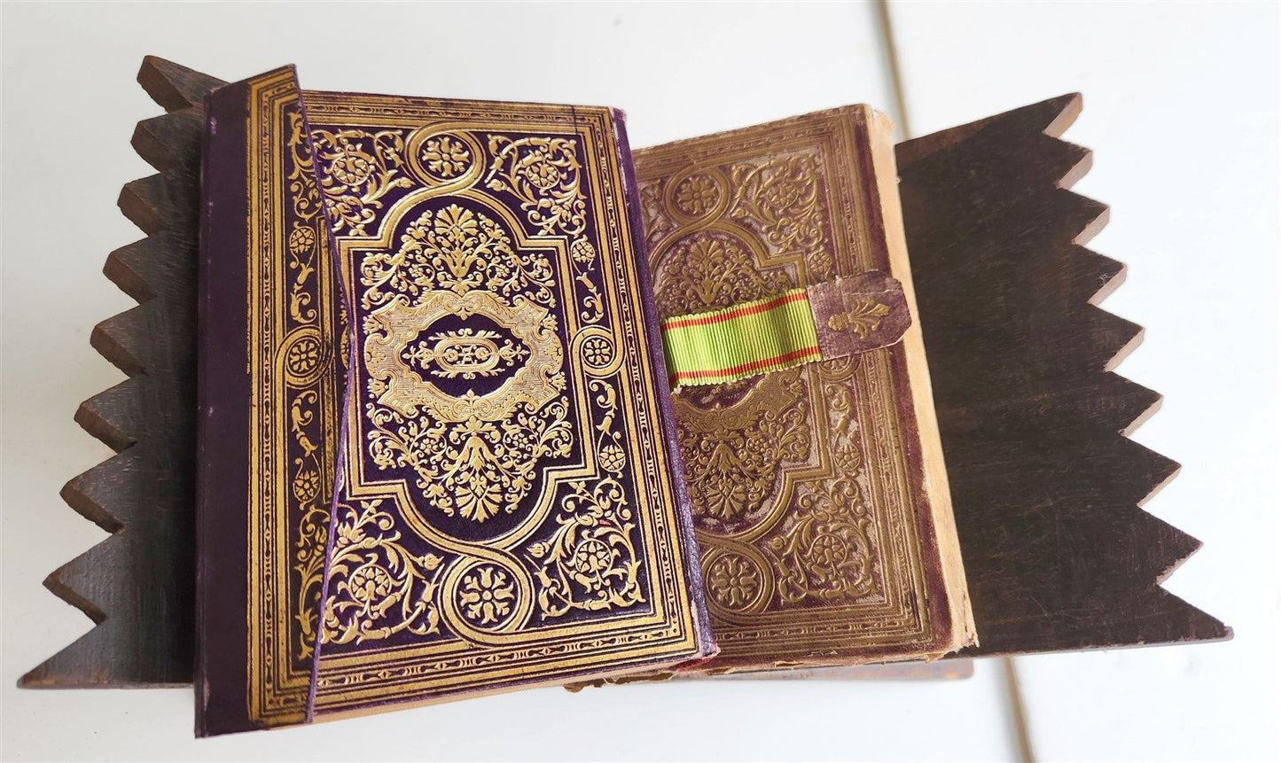1900 OTTOMAN KORAN antique QURAN Turkish w/ WOODEN STAND & GILT SLIP CASE