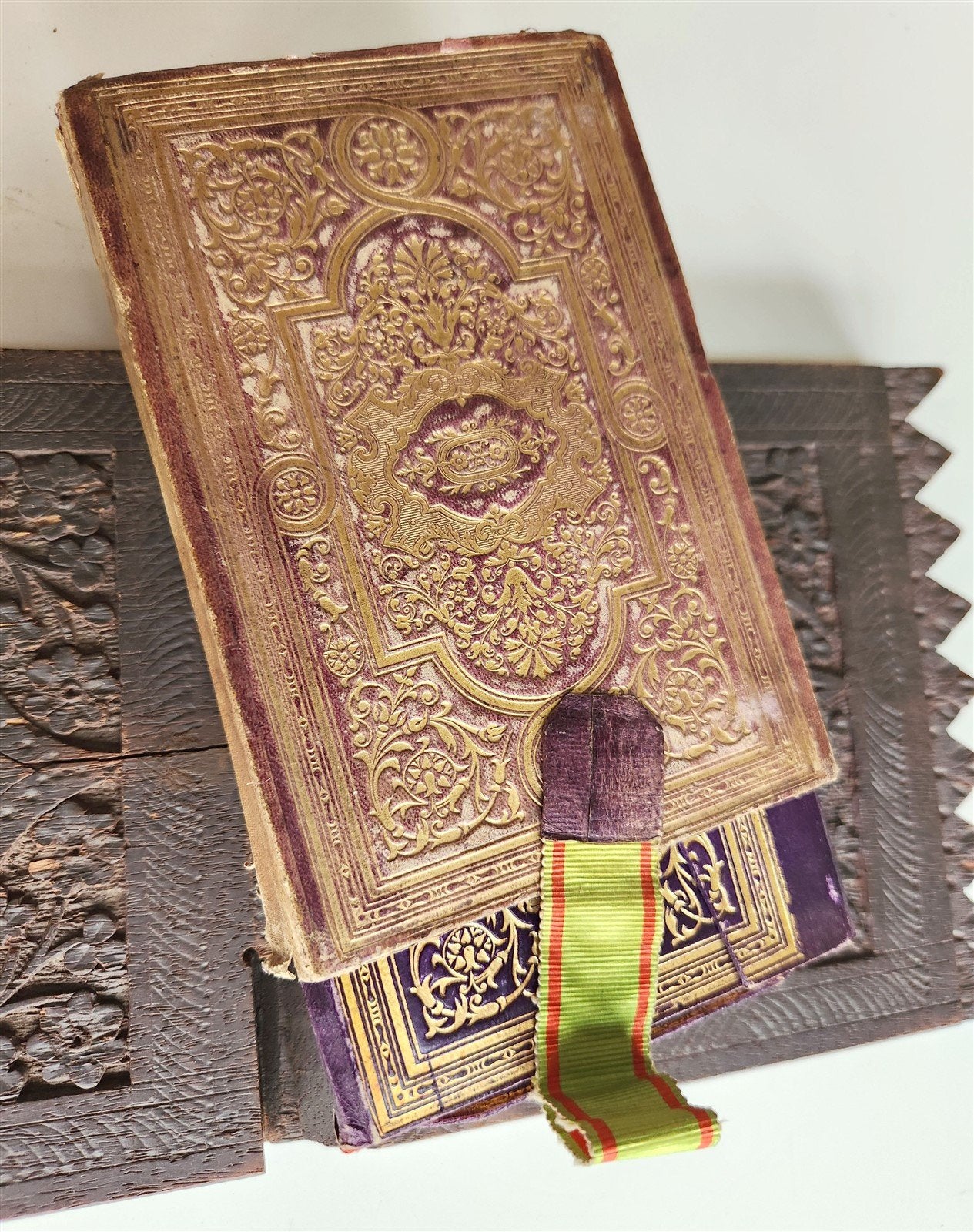 1900 OTTOMAN KORAN antique QURAN Turkish w/ WOODEN STAND & GILT SLIP CASE