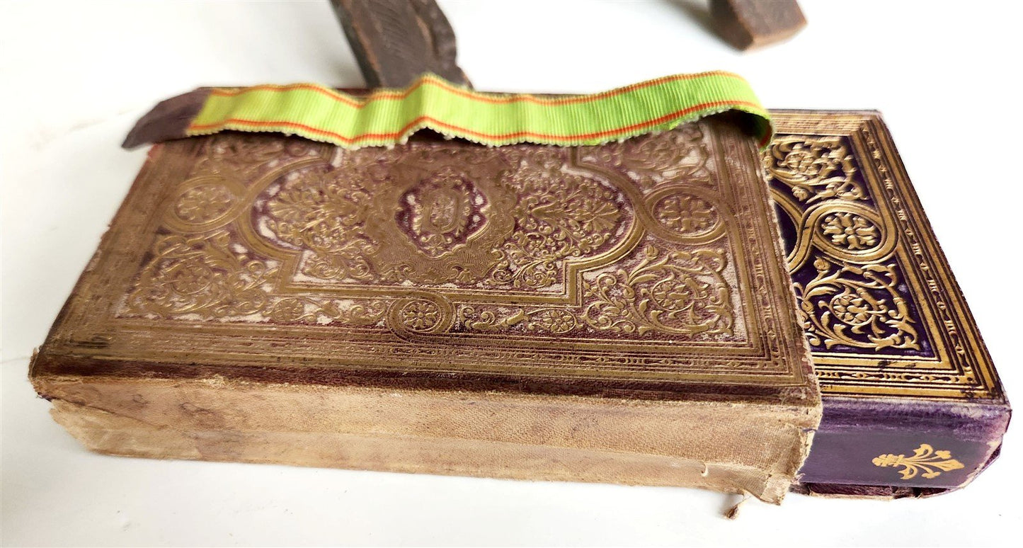 1900 OTTOMAN KORAN antique QURAN Turkish w/ WOODEN STAND & GILT SLIP CASE