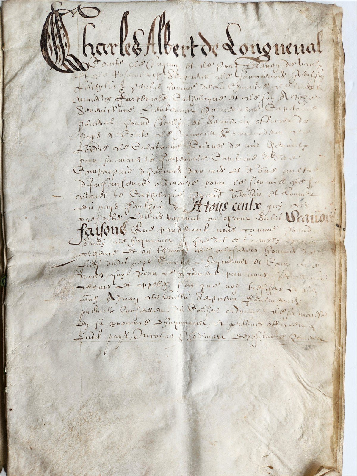 17th century MANUSCRIPT on VELLUM ANTIQUE LEGAL DOCUMENT in FRENCH 24 pages