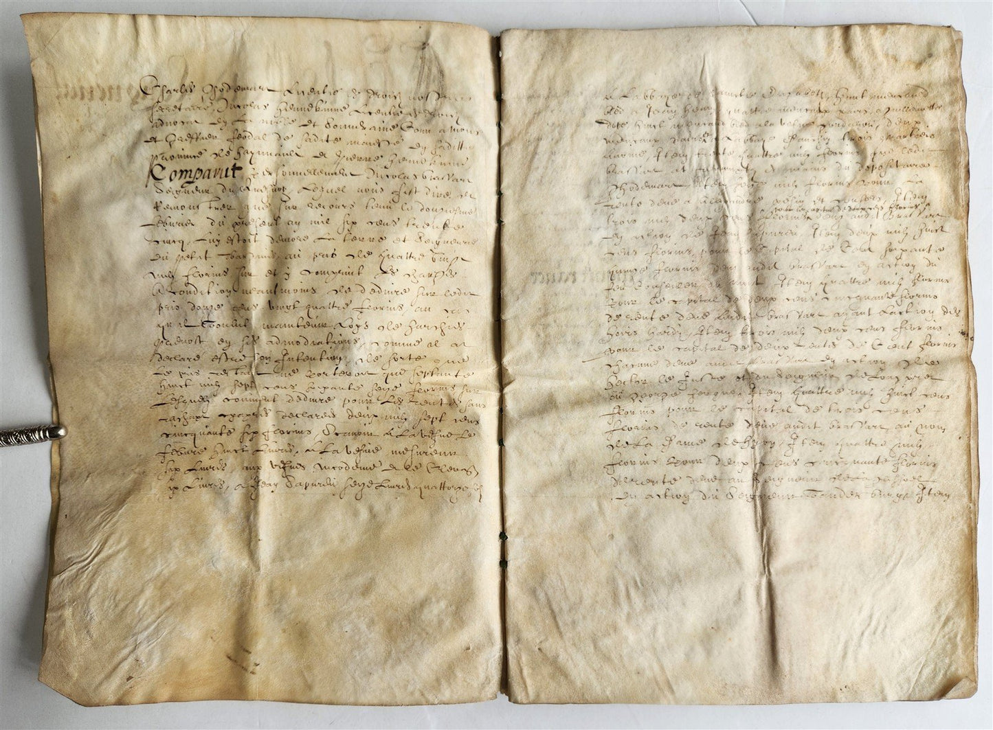 17th century MANUSCRIPT on VELLUM ANTIQUE LEGAL DOCUMENT in FRENCH 24 pages