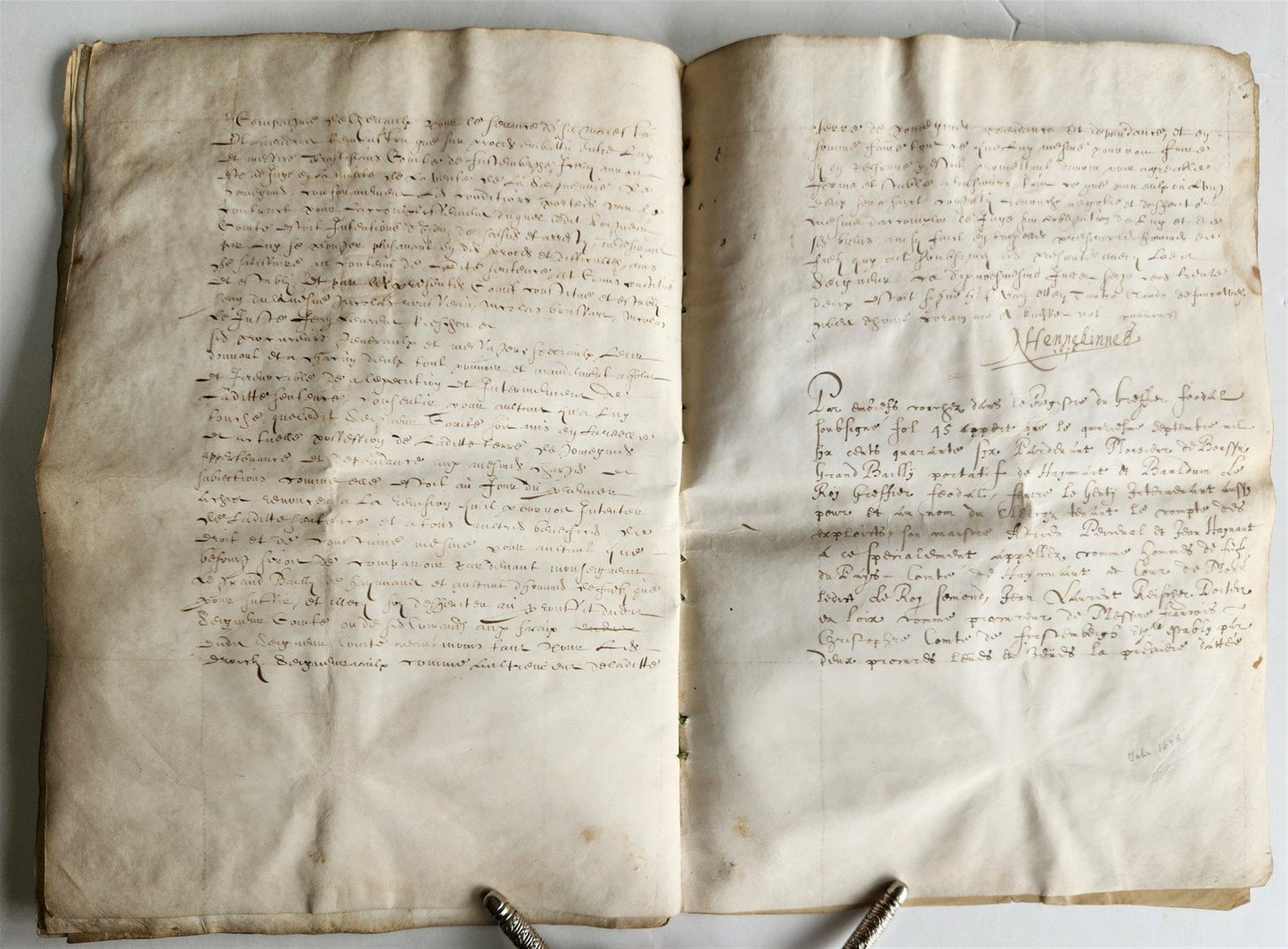 17th century MANUSCRIPT on VELLUM ANTIQUE LEGAL DOCUMENT in FRENCH 24 pages