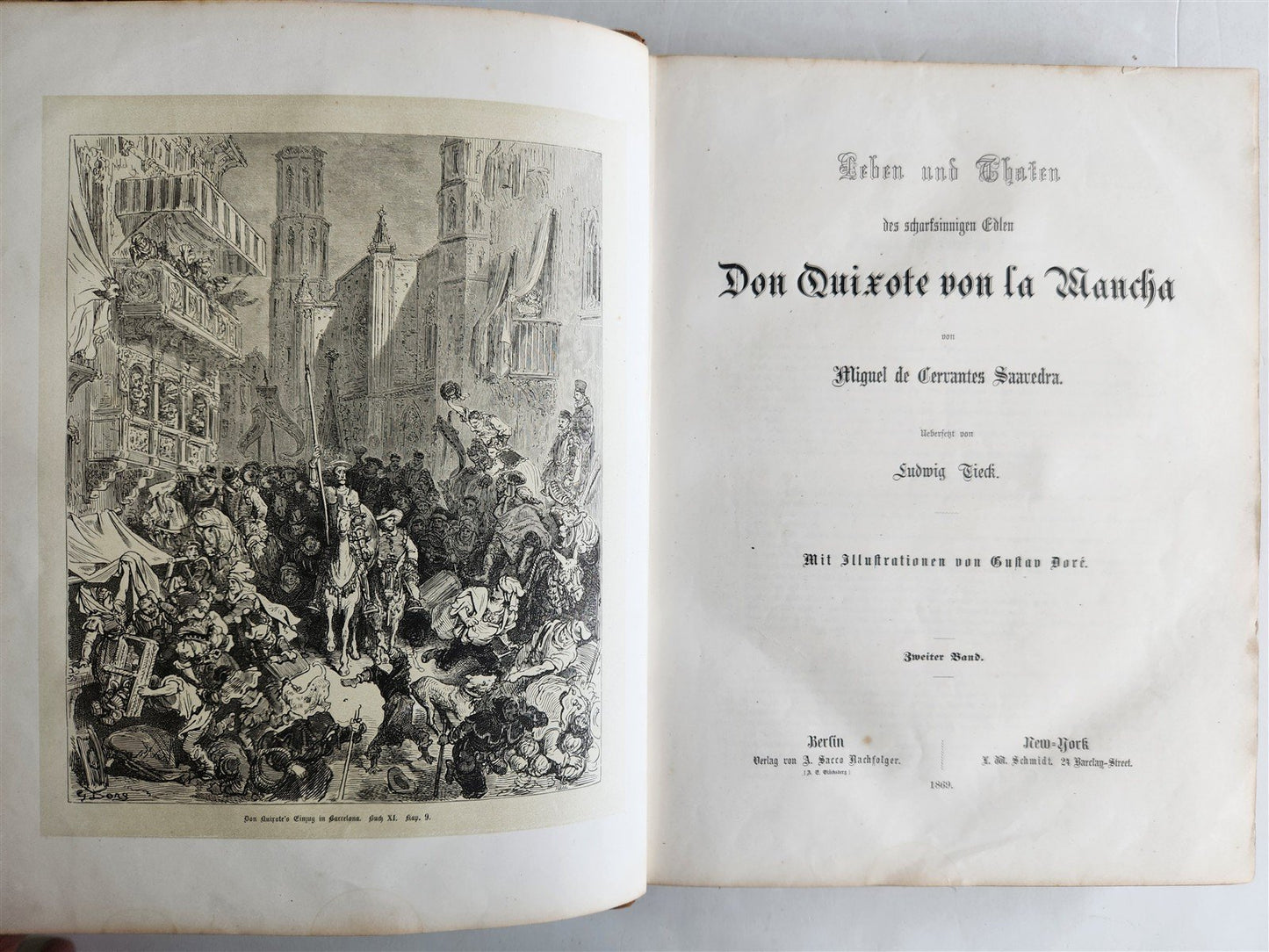 1869 DON QUIXOTE by CERVANTES antique GUSTAVE DORE ILLUSTRATED FOLIO in GERMAN