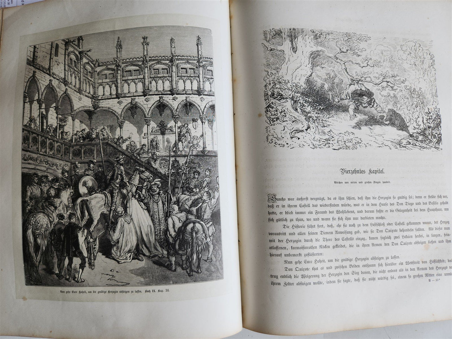 1869 DON QUIXOTE by CERVANTES antique GUSTAVE DORE ILLUSTRATED FOLIO in GERMAN