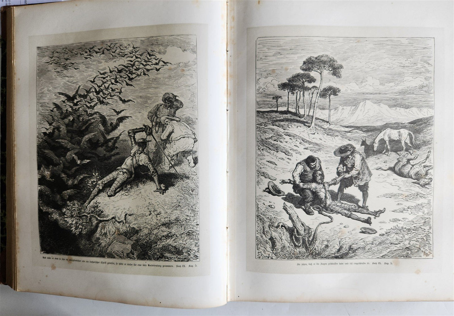 1869 DON QUIXOTE by CERVANTES antique GUSTAVE DORE ILLUSTRATED FOLIO in GERMAN