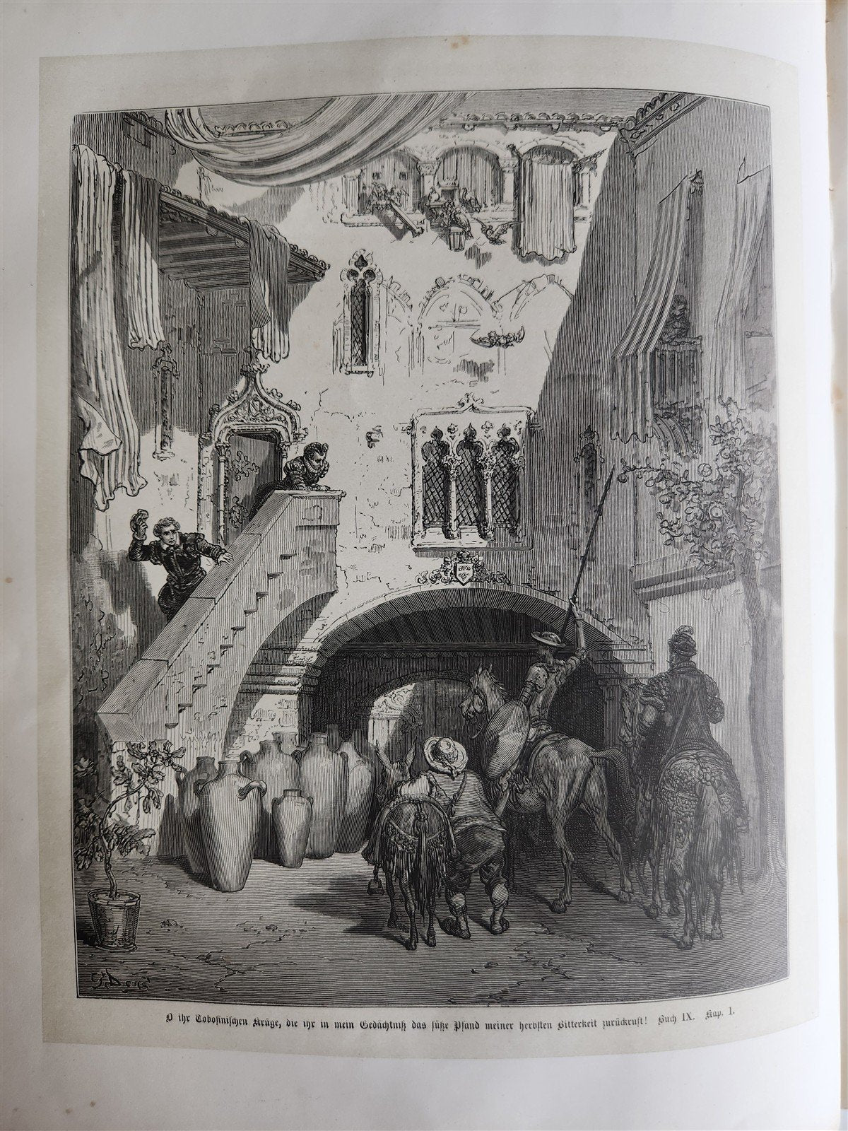 1869 DON QUIXOTE by CERVANTES antique GUSTAVE DORE ILLUSTRATED FOLIO in GERMAN