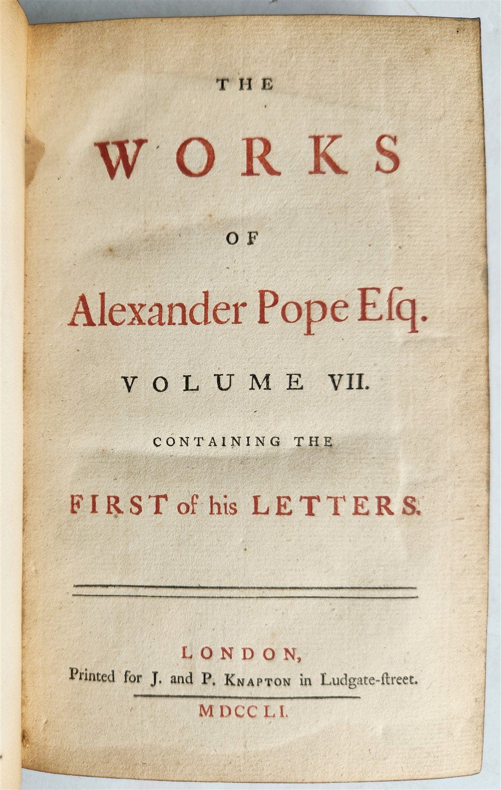 1751 WORKS of ALEXANDER POPE antique 7 VOLUMES in ENGLISH illustrated