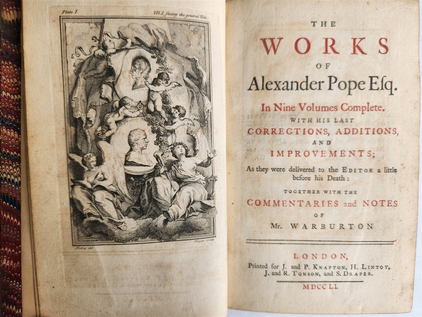 1751 WORKS of ALEXANDER POPE antique 7 VOLUMES in ENGLISH illustrated