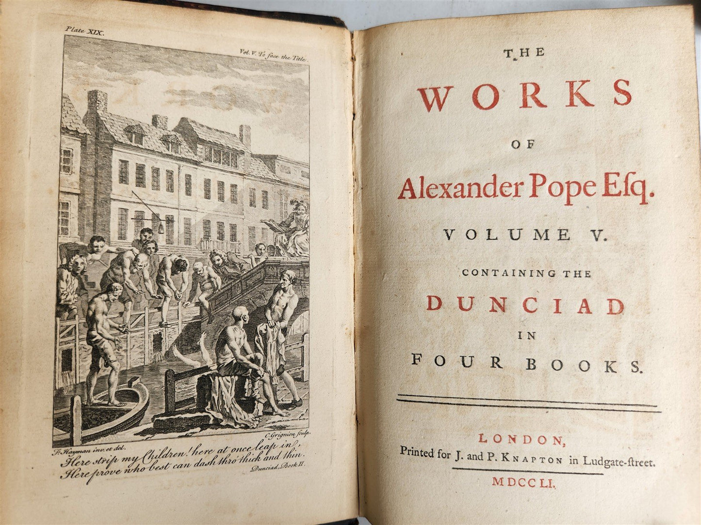 1751 WORKS of ALEXANDER POPE antique 7 VOLUMES in ENGLISH illustrated