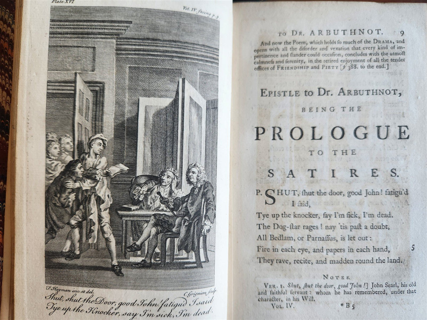 1751 WORKS of ALEXANDER POPE antique 7 VOLUMES in ENGLISH illustrated