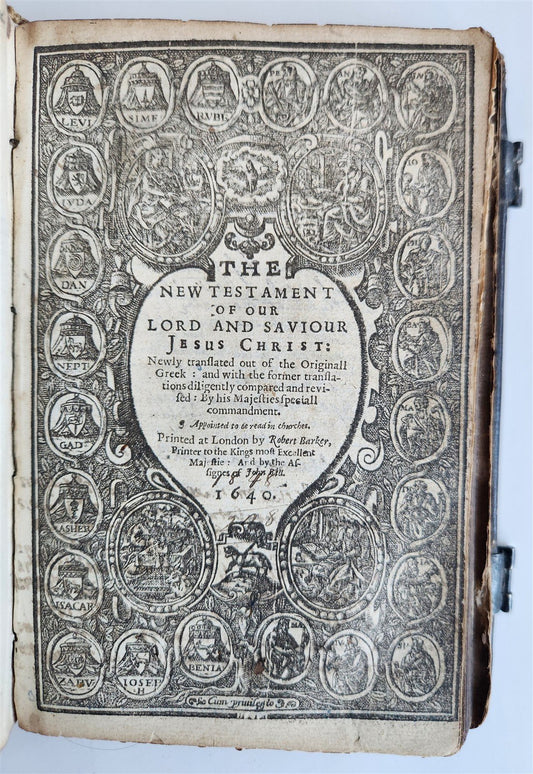 1640 BIBLE in ENGLISH by ROBERT BARKER antique ORIGINAL BINDING w/ CLASPS KJV