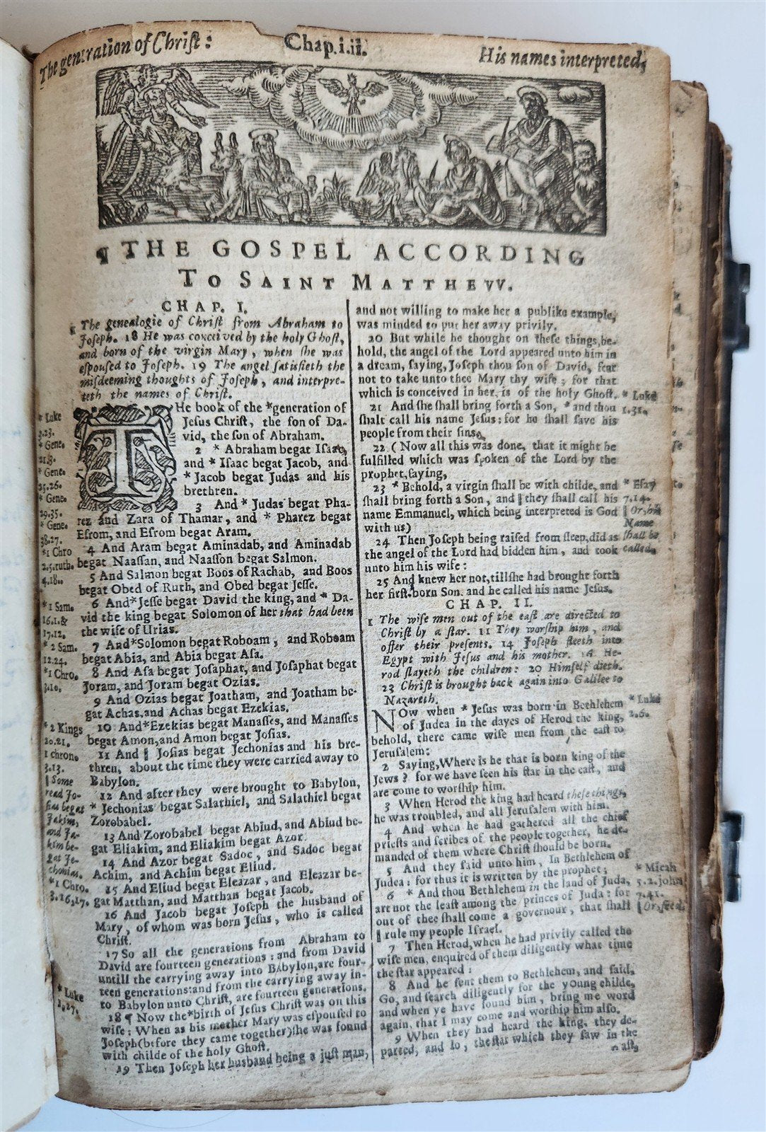 1640 BIBLE in ENGLISH by ROBERT BARKER antique ORIGINAL BINDING w/ CLASPS KJV