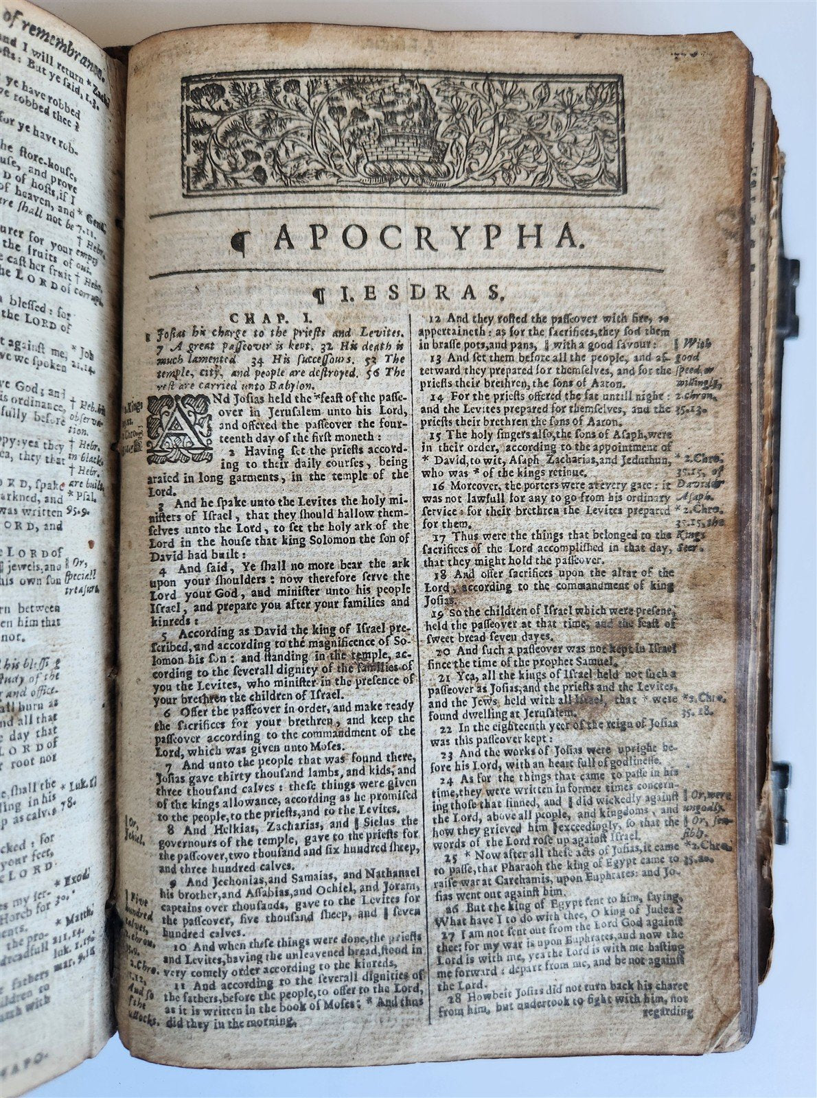 1640 BIBLE in ENGLISH by ROBERT BARKER antique ORIGINAL BINDING w/ CLASPS KJV