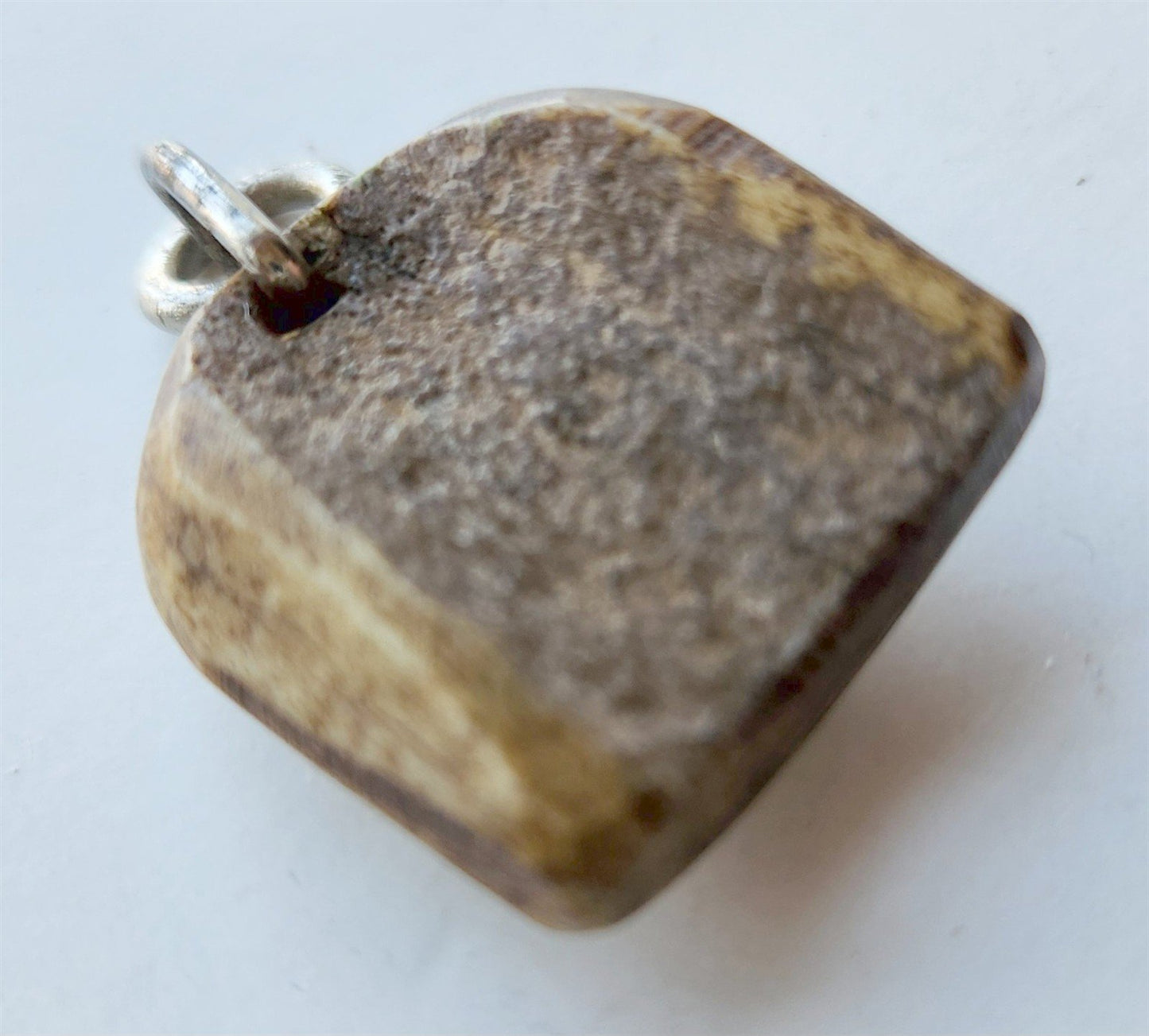19th century CARVED HORN PENDANT w/ MAN'S FACE antique