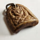 19th century CARVED HORN PENDANT w/ MAN'S FACE antique