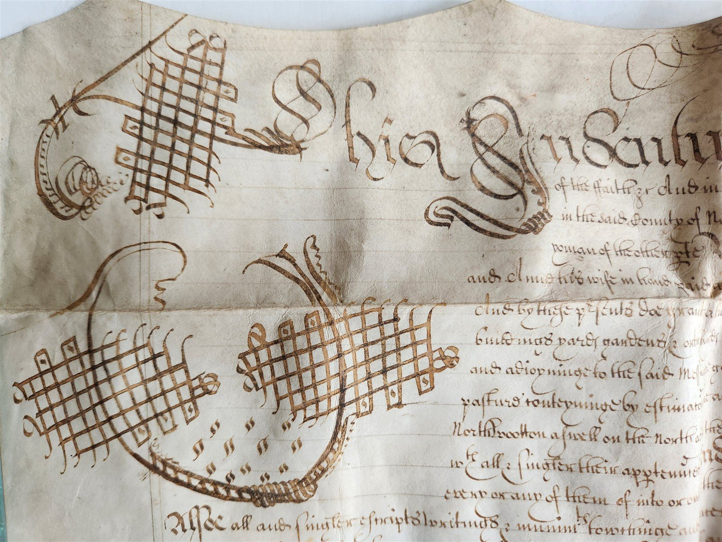 17th CENTURY MANUSCRIPT on VELLUM ANTIQUE LEGAL DOCUMENT in ENGLISH