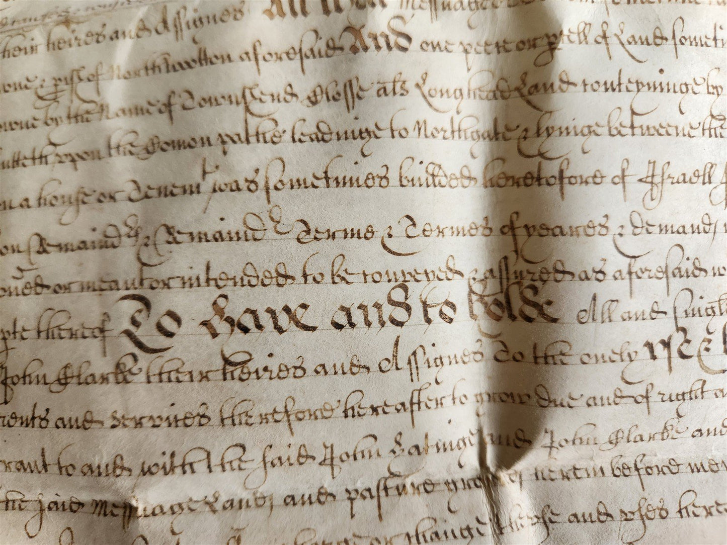 17th CENTURY MANUSCRIPT on VELLUM ANTIQUE LEGAL DOCUMENT in ENGLISH