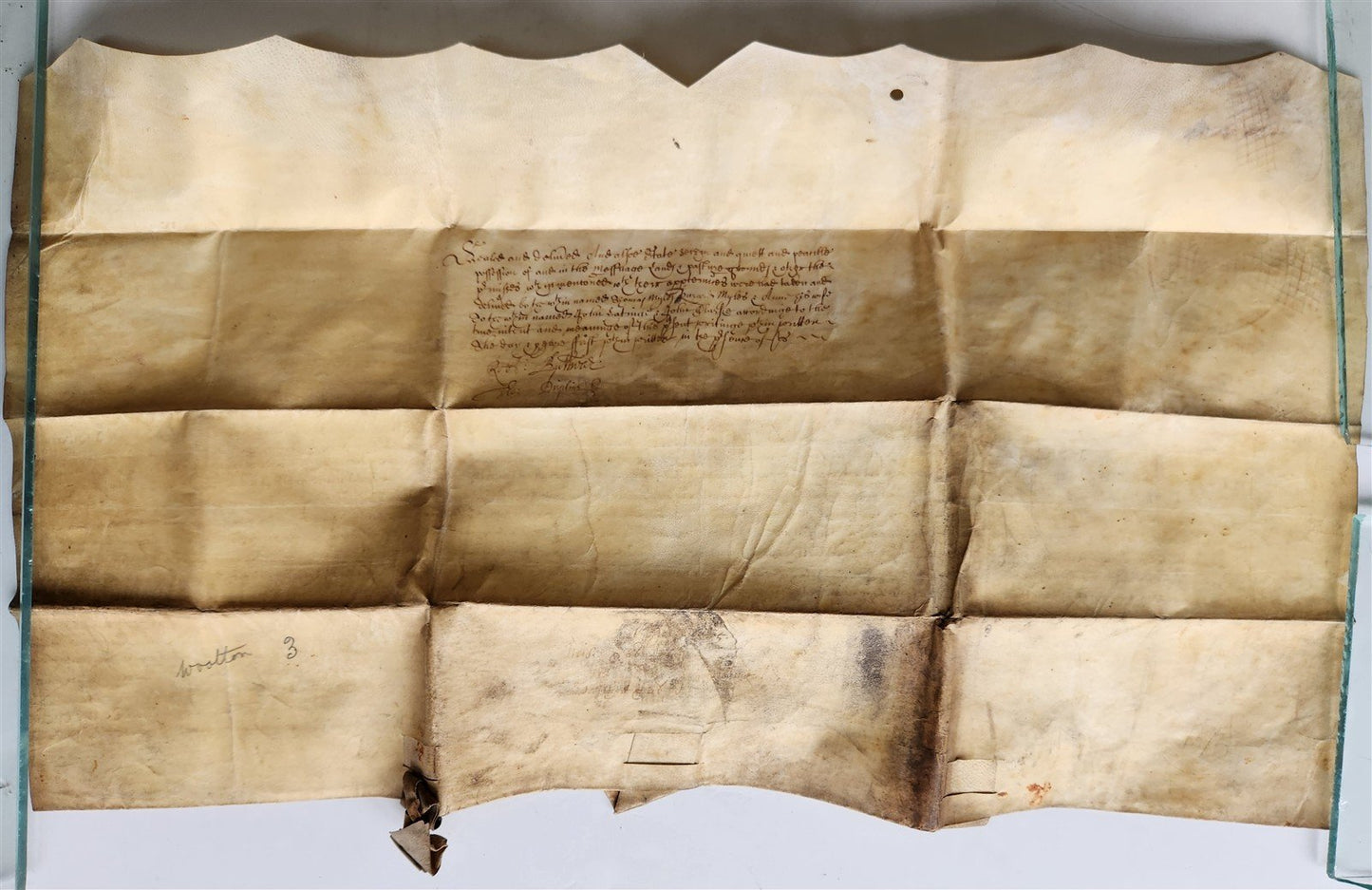 17th CENTURY MANUSCRIPT on VELLUM ANTIQUE LEGAL DOCUMENT in ENGLISH