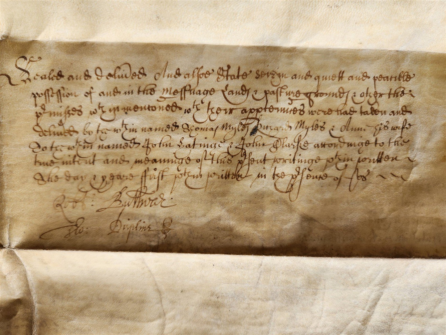 17th CENTURY MANUSCRIPT on VELLUM ANTIQUE LEGAL DOCUMENT in ENGLISH