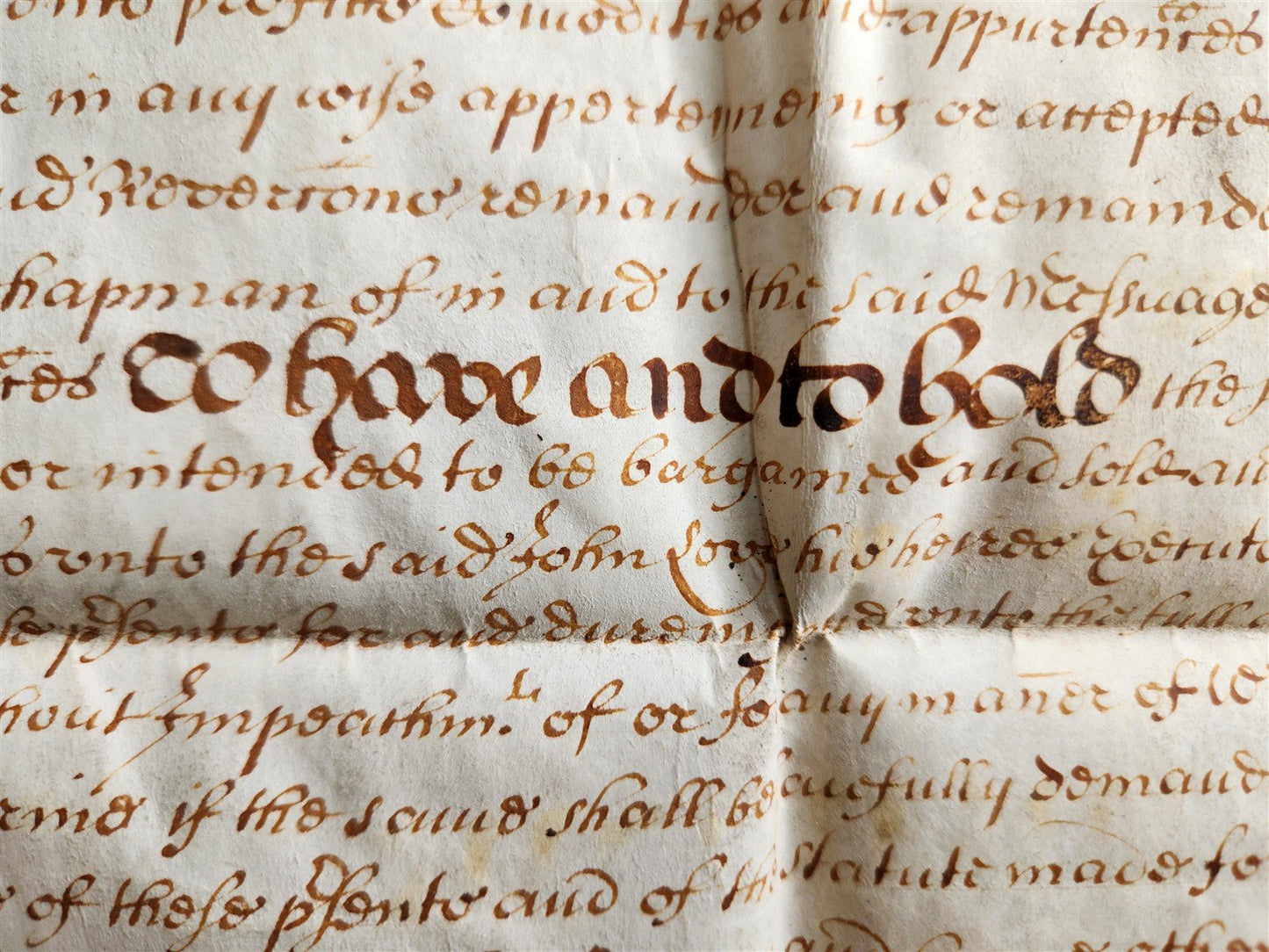 17th CENTURY MANUSCRIPT on VELLUM ANTIQUE BRITISH LEGAL DOCUMENT in ENGLISH