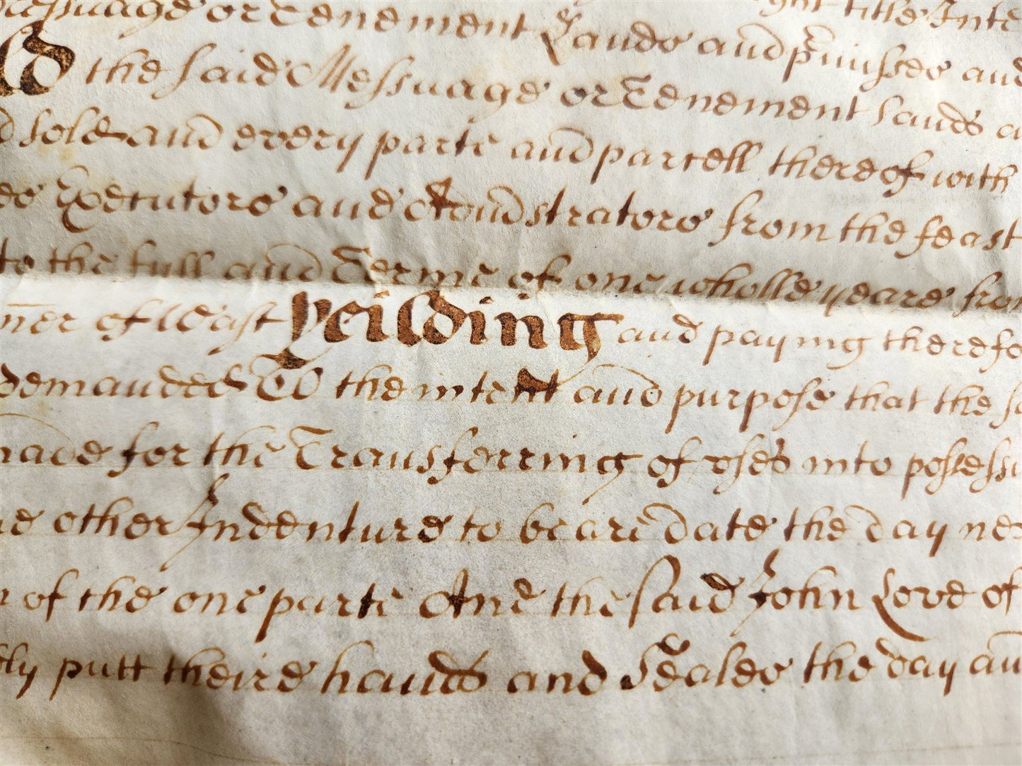 17th CENTURY MANUSCRIPT on VELLUM ANTIQUE BRITISH LEGAL DOCUMENT in ENGLISH