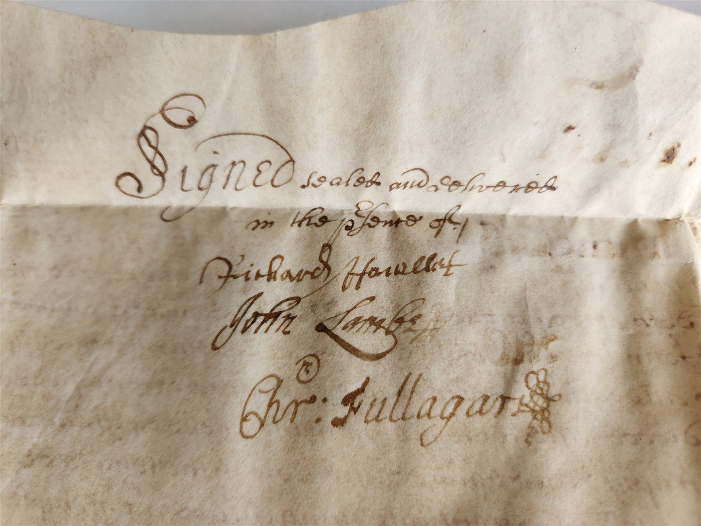 17th CENTURY MANUSCRIPT on VELLUM ANTIQUE BRITISH LEGAL DOCUMENT in ENGLISH