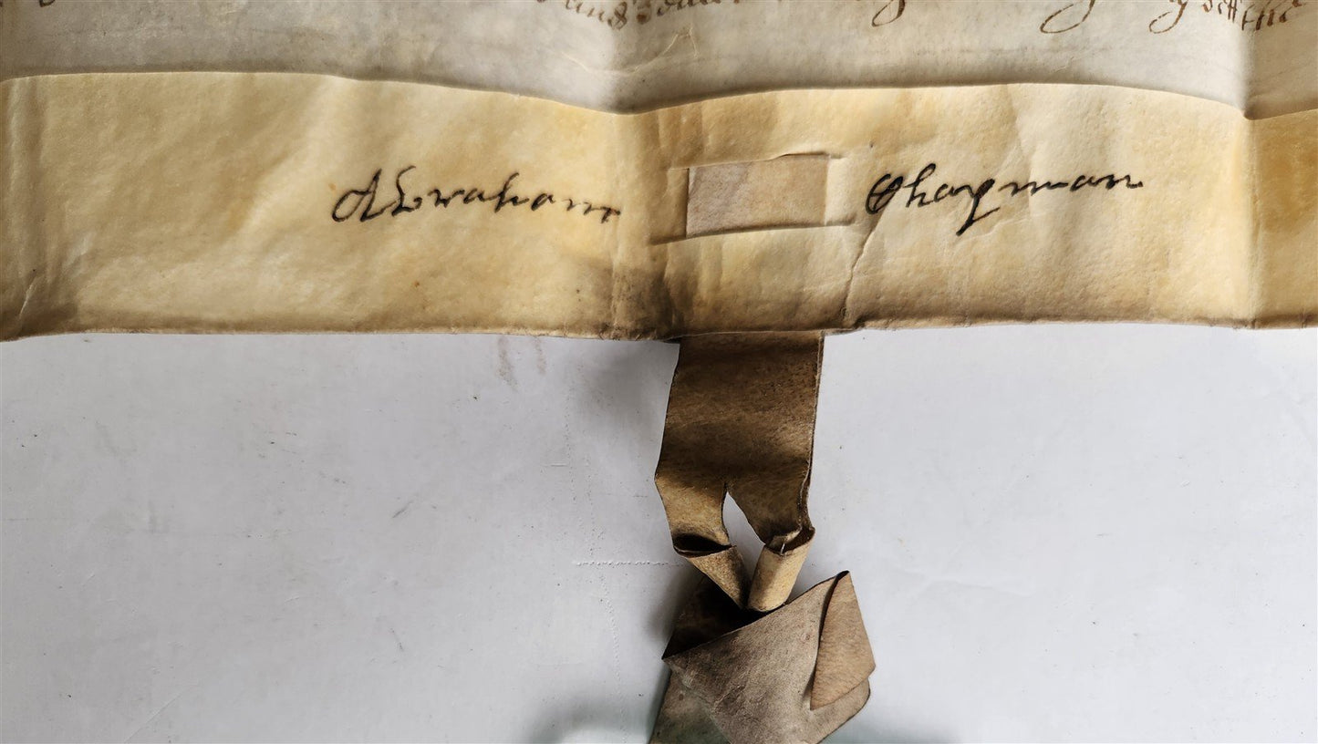 1680 17th CENTURY MANUSCRIPT on VELLUM ANTIQUE BRITISH LEGAL DOCUMENT in ENGLISH
