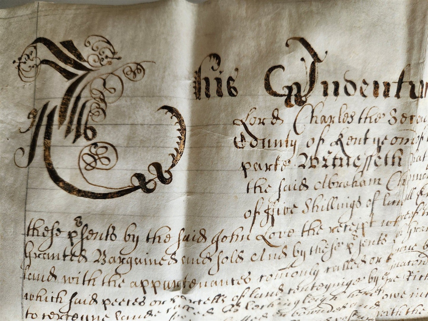 1680 17th CENTURY MANUSCRIPT on VELLUM ANTIQUE BRITISH LEGAL DOCUMENT in ENGLISH