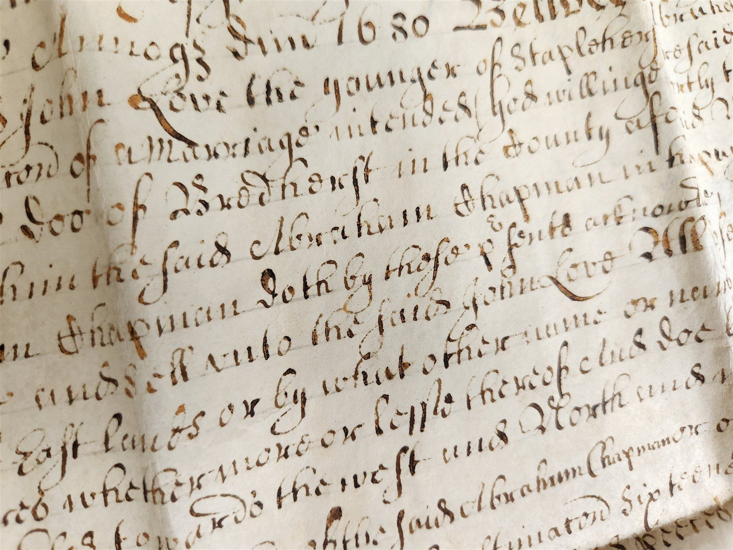1680 17th CENTURY MANUSCRIPT on VELLUM ANTIQUE BRITISH LEGAL DOCUMENT in ENGLISH