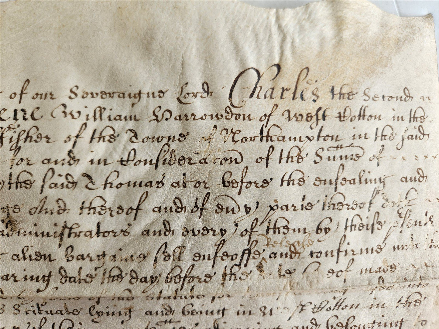 1665 17th CENTURY MANUSCRIPT on VELLUM ANTIQUE BRITISH LEGAL DOCUMENT in ENGLISH