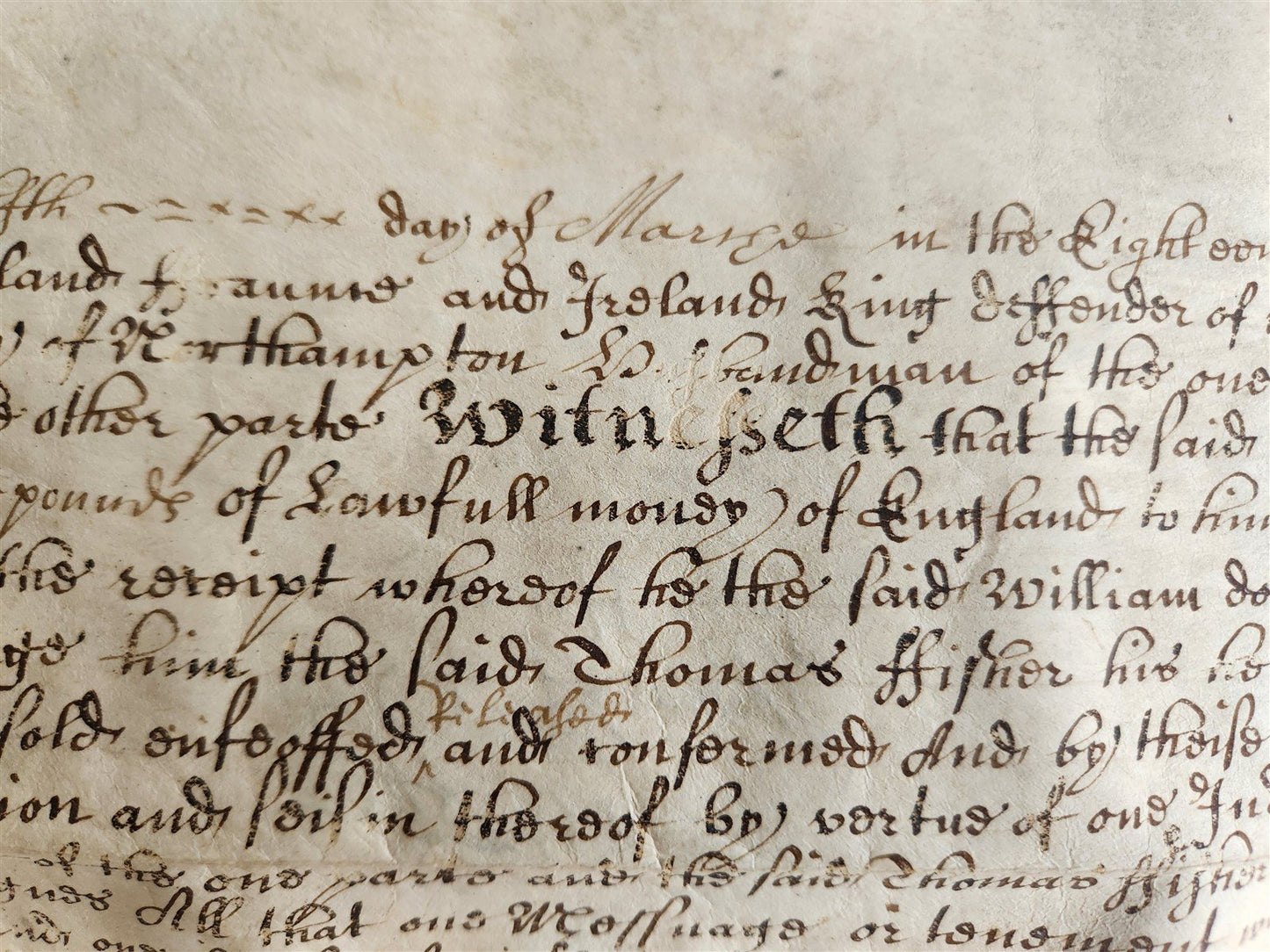 1665 17th CENTURY MANUSCRIPT on VELLUM ANTIQUE BRITISH LEGAL DOCUMENT in ENGLISH