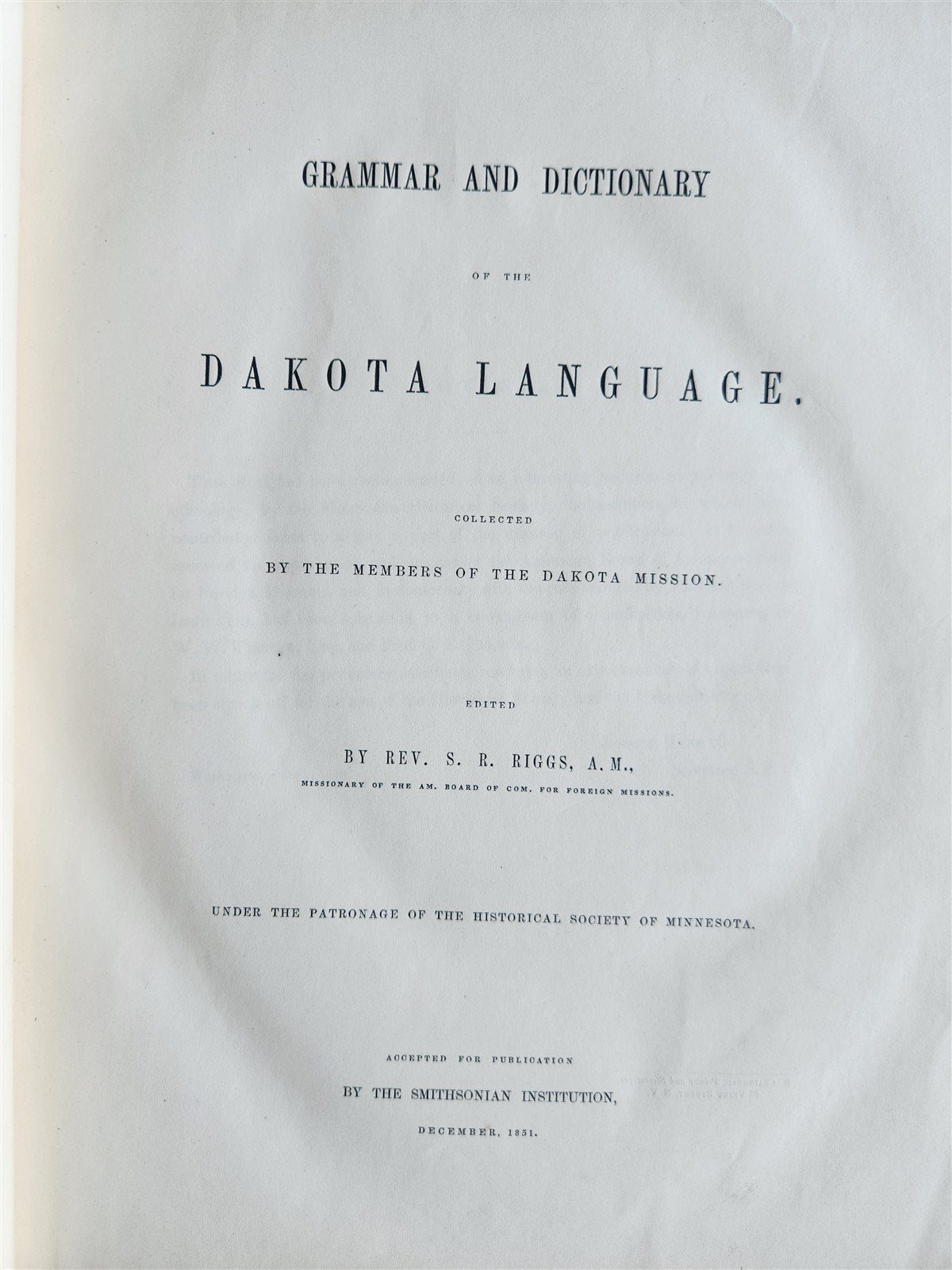 1852 GRAMMAR & DICTIONARY of DAKOTA LANGUAGE antique AMERICANA