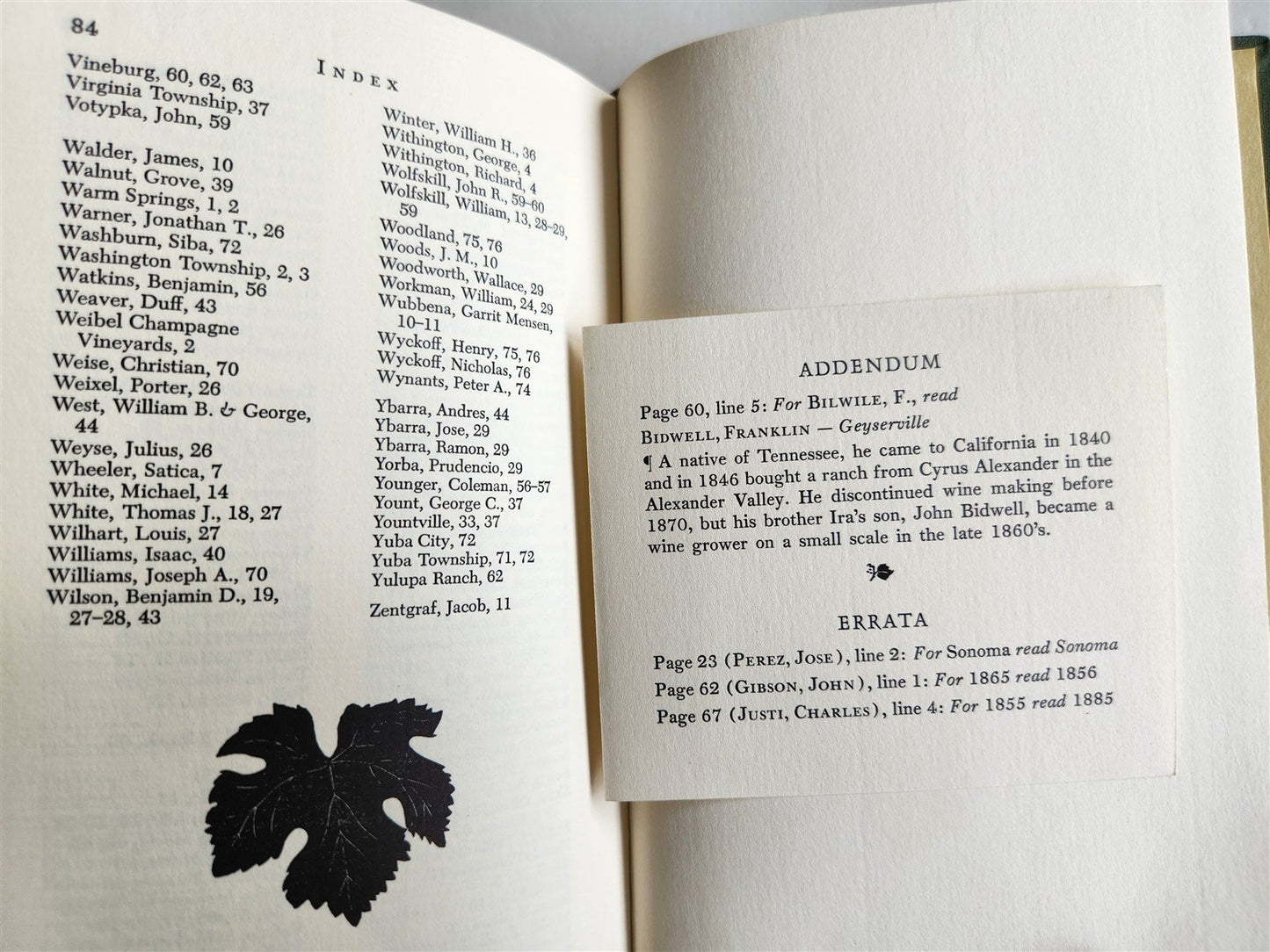 1967 A Directory of California Wine Growers and Wine Makers in 1860 ANTIQUE