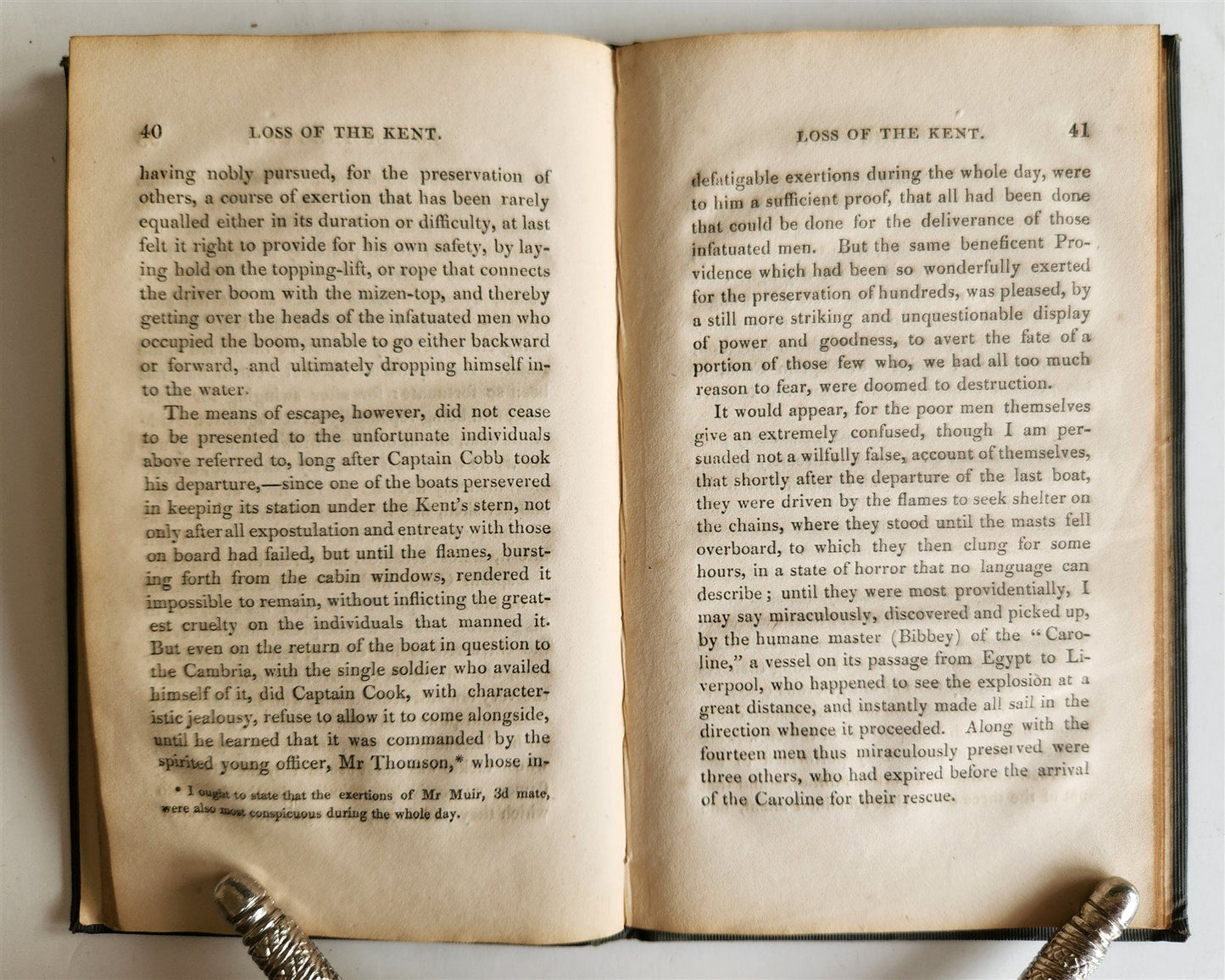 1825 Narrative of loss of Kent East Indiaman by fire in Bay of Biscay ANTIQUE