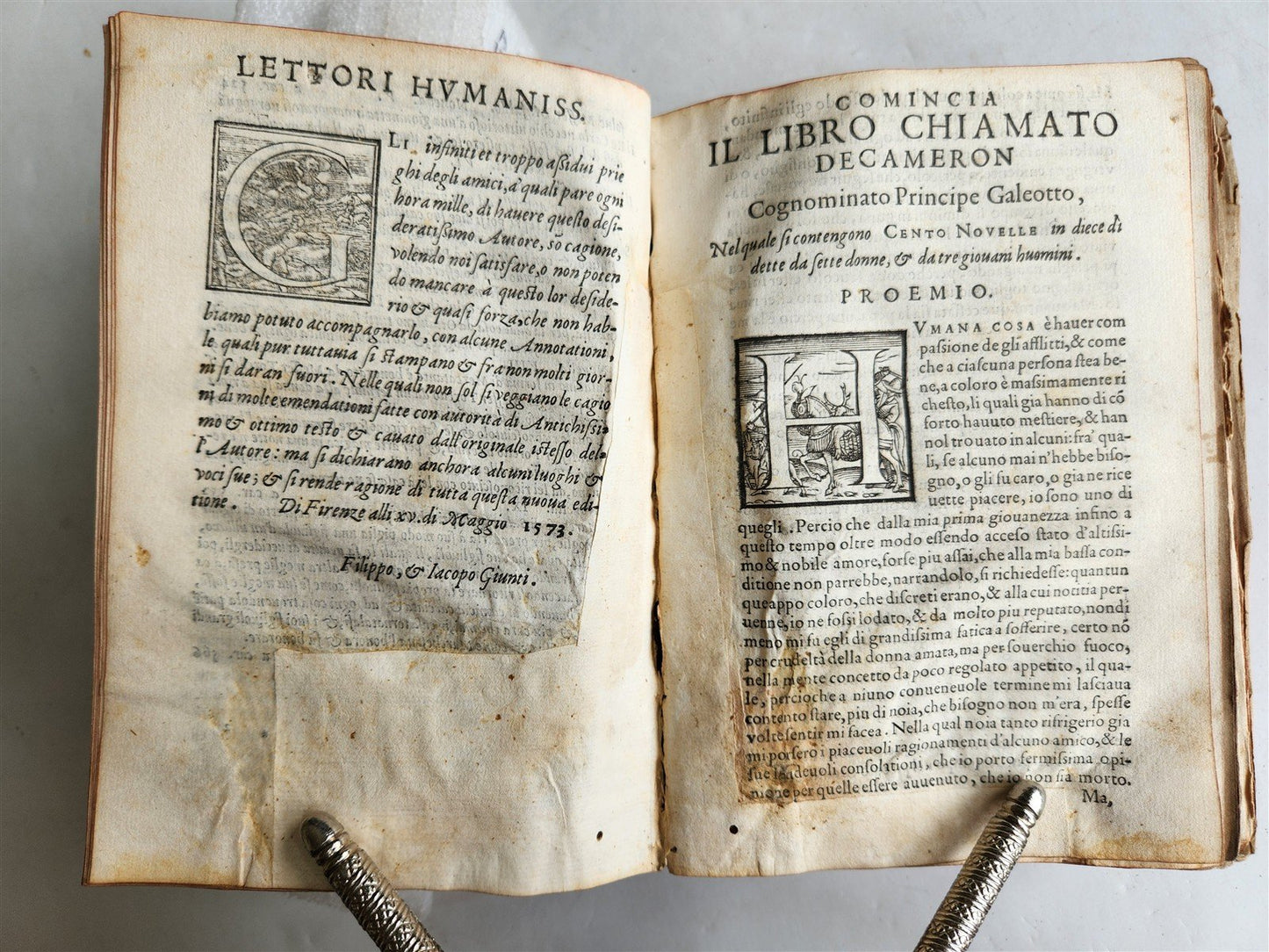 1573 DECAMERON by GIOVANNI BOCCACCHIO Giunti Press antique RARE