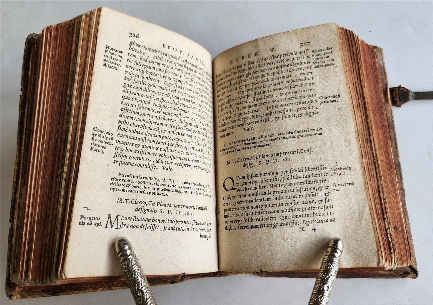 1582 CICERO Epistolarum Familiarium antique 16th CENTURY PIGSKIN BINDING