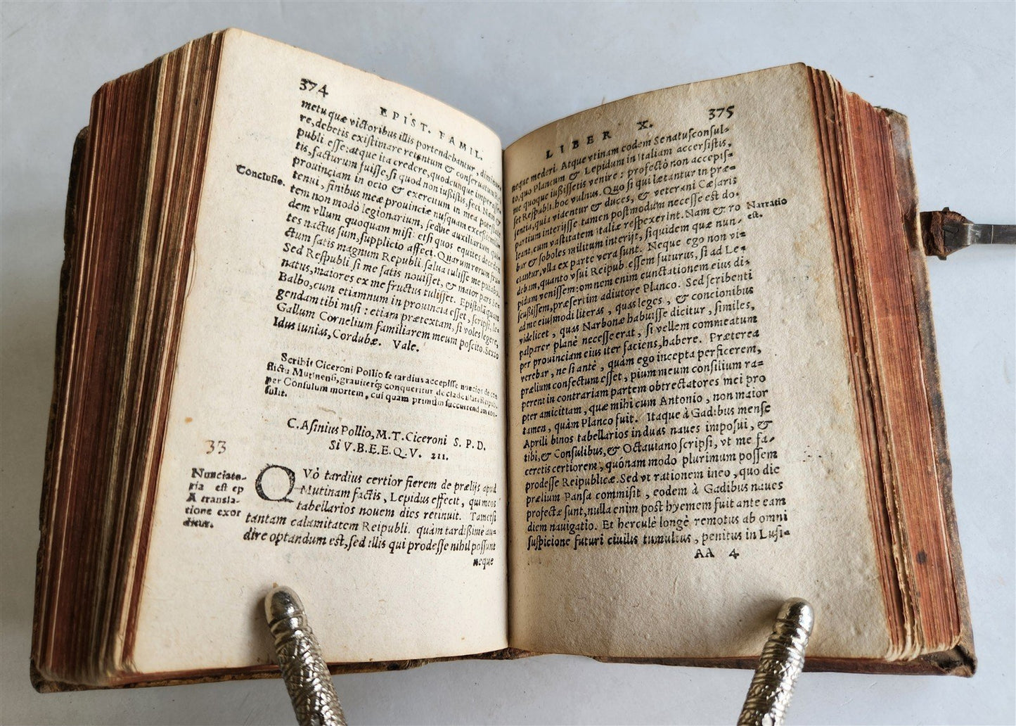 1582 CICERO Epistolarum Familiarium antique 16th CENTURY PIGSKIN BINDING