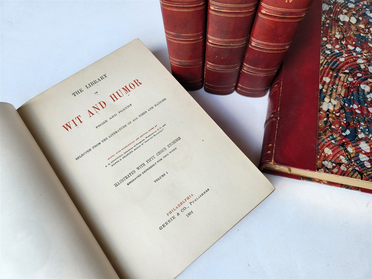 1894 The library of WIT AND HUMOR prose and poetry ILLUSTRATED 5 VOLUMES antique