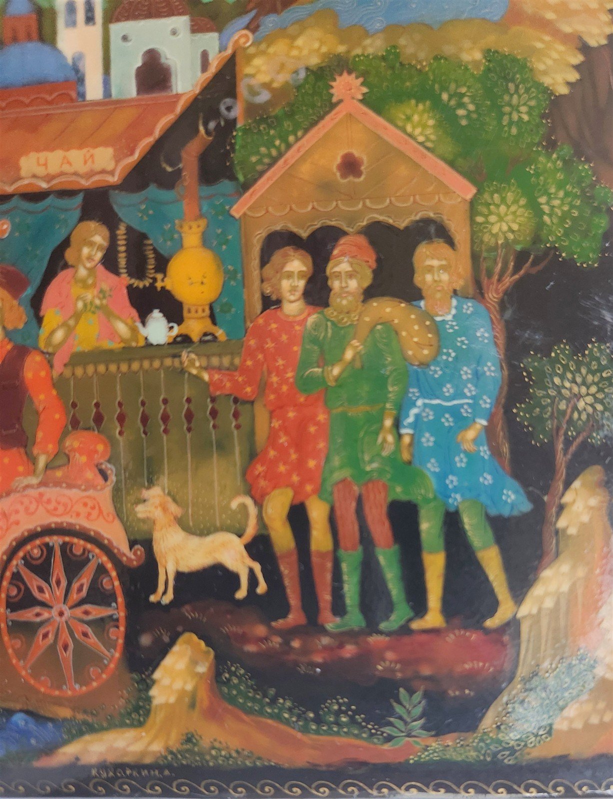 1981 STUNNING RUSSIAN PALEKH BOX HAND PAINTED SIGNED by ARTIST LARGE 5.5 by 8"