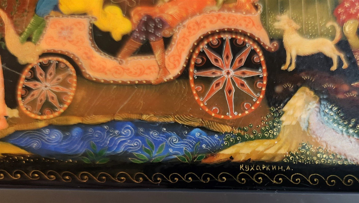 1981 STUNNING RUSSIAN PALEKH BOX HAND PAINTED SIGNED by ARTIST LARGE 5.5 by 8"