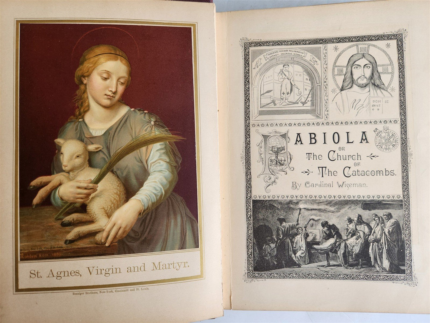 1885 FABIOLA or CHURCH of the CATACOMBS by Cardinal Wiseman illustrated ANTIQUE