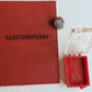 1977 RUSSIAN SILVER 50 YEARS in SOVIET COMMUNIST PARTY BADGE w/ ID BOOKLET