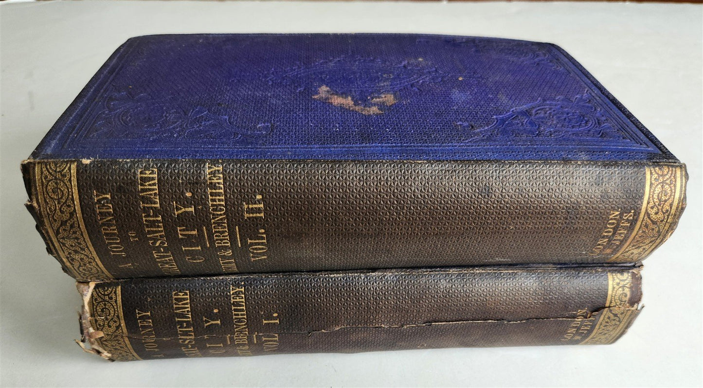 1861 JORNEY to GREAT SALT LAKE CITY illustrated ANTIQUE 2 VOLUMES