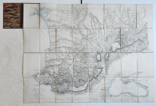 1854 SOUTHERN PORTION of CRIMEA antique MAP on CANVAS RUSSIAN TURKISH WAR ERA