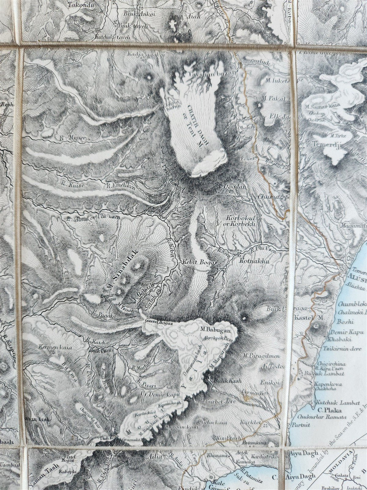 1854 SOUTHERN PORTION of CRIMEA antique MAP on CANVAS RUSSIAN TURKISH WAR ERA